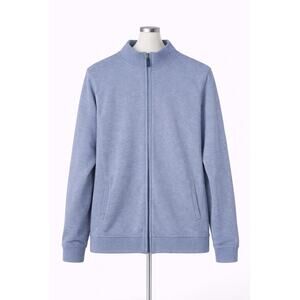 Jos A Banks Comfort Stretch Full Zip Jacket Blue Mens Size Large XXL Preppy Cosy